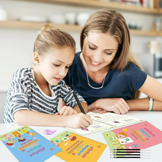 Pack de 4 Cahiers Magiques Réutilisables pour enfants